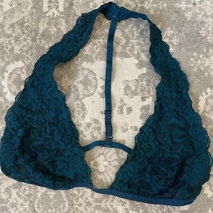 Teal Lace Free People Halter Bralette